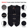 RIDERACT® Mens Leather Vest Black | Suede Triple Clasp Biker Vest