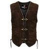 RIDERACT® Men's Leather Biker Vest - Brown Suede Triple Clasp Motorcycle Vest