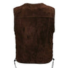RIDERACT® Men's Leather Biker Vest - Brown Suede Triple Clasp Motorcycle Vest
