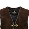 RIDERACT® Men's Leather Biker Vest - Brown Suede Triple Clasp Motorcycle Vest