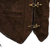 RIDERACT® Men's Leather Biker Vest - Brown Suede Triple Clasp Motorcycle Vest