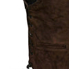 RIDERACT® Men's Leather Biker Vest - Brown Suede Triple Clasp Motorcycle Vest