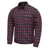 RIDERACT® Men’s Flannel Motorcycle Shirt | Reinforced Riding Shirt – Blue Red Check