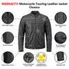 RIDERACT® Mens Leather Motorcycle Jacket | Black Moto Jacket