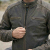 RIDERACT® Mens Leather Motorcycle Jacket | Vintage Distressed Leather Jacket