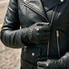 RIDERACT® Womens Moto Jacket | Black Brando Native Leather Biker Jacket