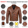 RIDERACT® Mens Leather Motorcycle Jacket | Brando Style Biker Jacket