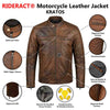 RIDERACT® Mens Leather Motorcycle Jacket | Cafe Racer Biker Jacket