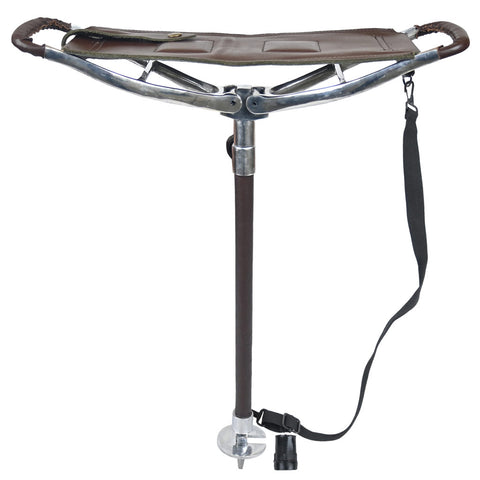 H E Shooting Stick | Quality Hunting Stick | Adjustable Antique Brown Shooting Stick | Very Durable Leather Seat Folding Chairs | Lightweight Walking Stick | With Rubber Furrels (C