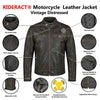 RIDERACT® Mens Leather Motorcycle Jacket | Vintage Distressed Leather Jacket
