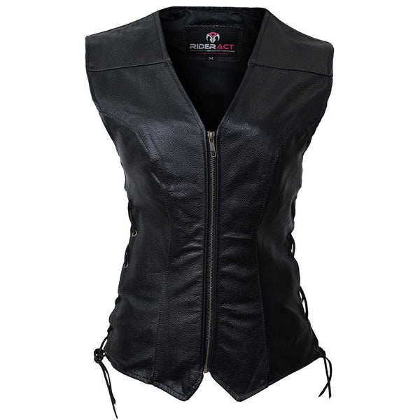 RIDERACT® Womens Motorcycle Vest Female Leather Vest Gentry Choice