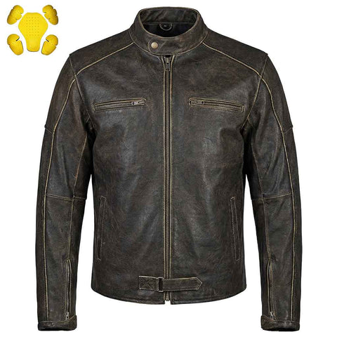RIDERACT® Mens Leather Motorcycle Jacket | Vintage Distressed Leather Jacket