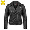 RIDERACT® Womens Leather Motorcycle Jacket | Black Brando Infinity Leather Biker Jacket