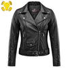 RIDERACT® Womens Moto Jacket | Black Brando Native Leather Biker Jacket