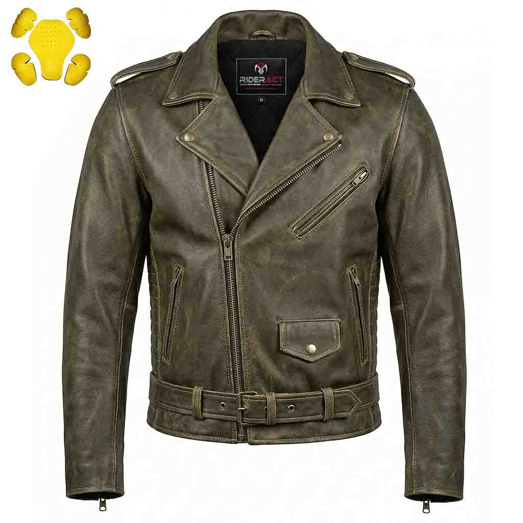 Vintage Leather Motorcycle Jacket | Biker Style Moto Jacket