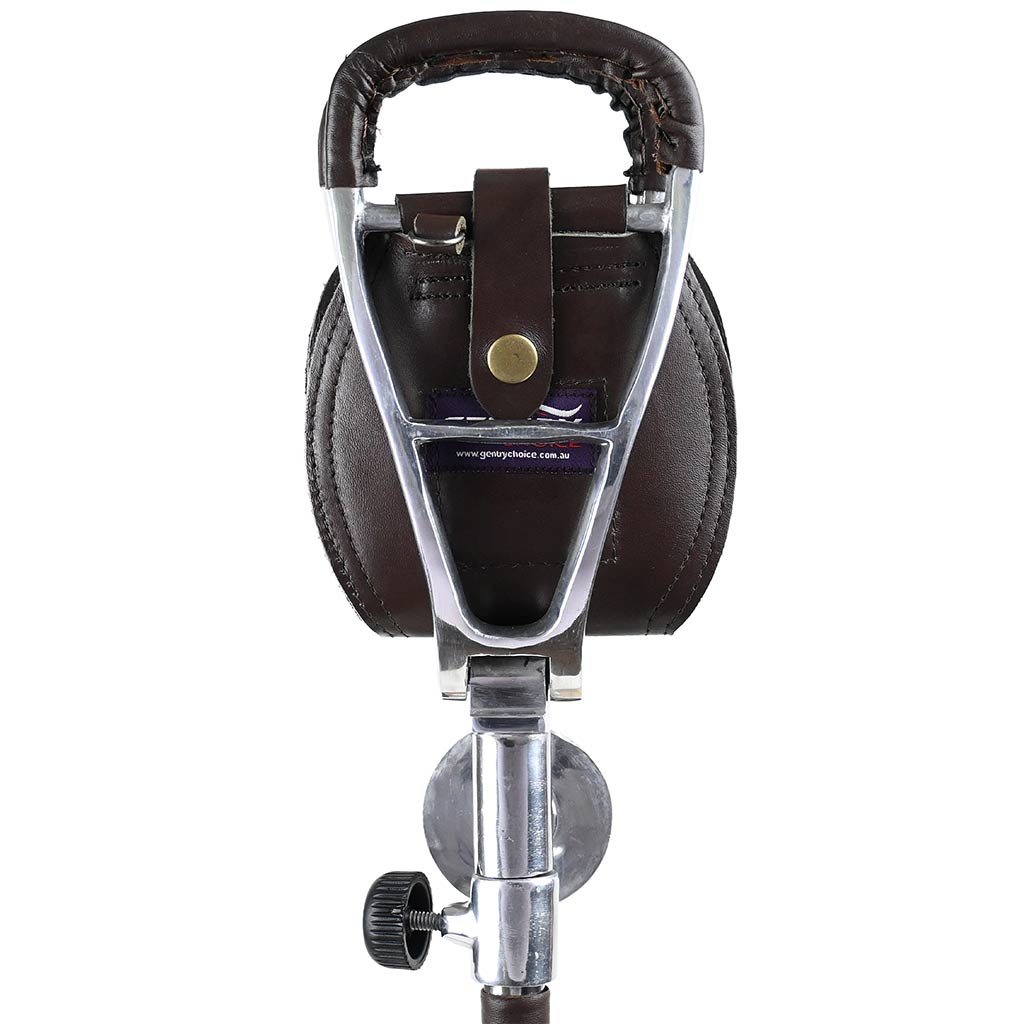 Outdoor Walking Stick with Seat Leather Moon Coffee Brown