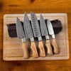 Handmade Damascus Kitchen Knife Set Brown Chef Knives with Natural Wood Handles AMK055NAT
