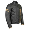 RIDERACT® Mens Leather Motorcycle Jacket  | Striper Biker Jacket