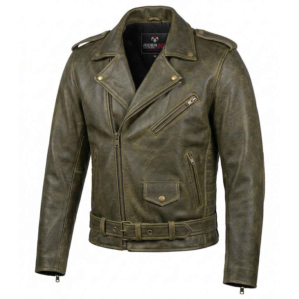 Vintage Leather Motorcycle Jacket | Biker Style Moto Jacket
