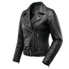 RIDERACT® Womens Moto Jacket | Black Brando Native Leather Biker Jacket