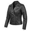 RIDERACT® Womens Leather Motorcycle Jacket | Black Brando Infinity Leather Biker Jacket
