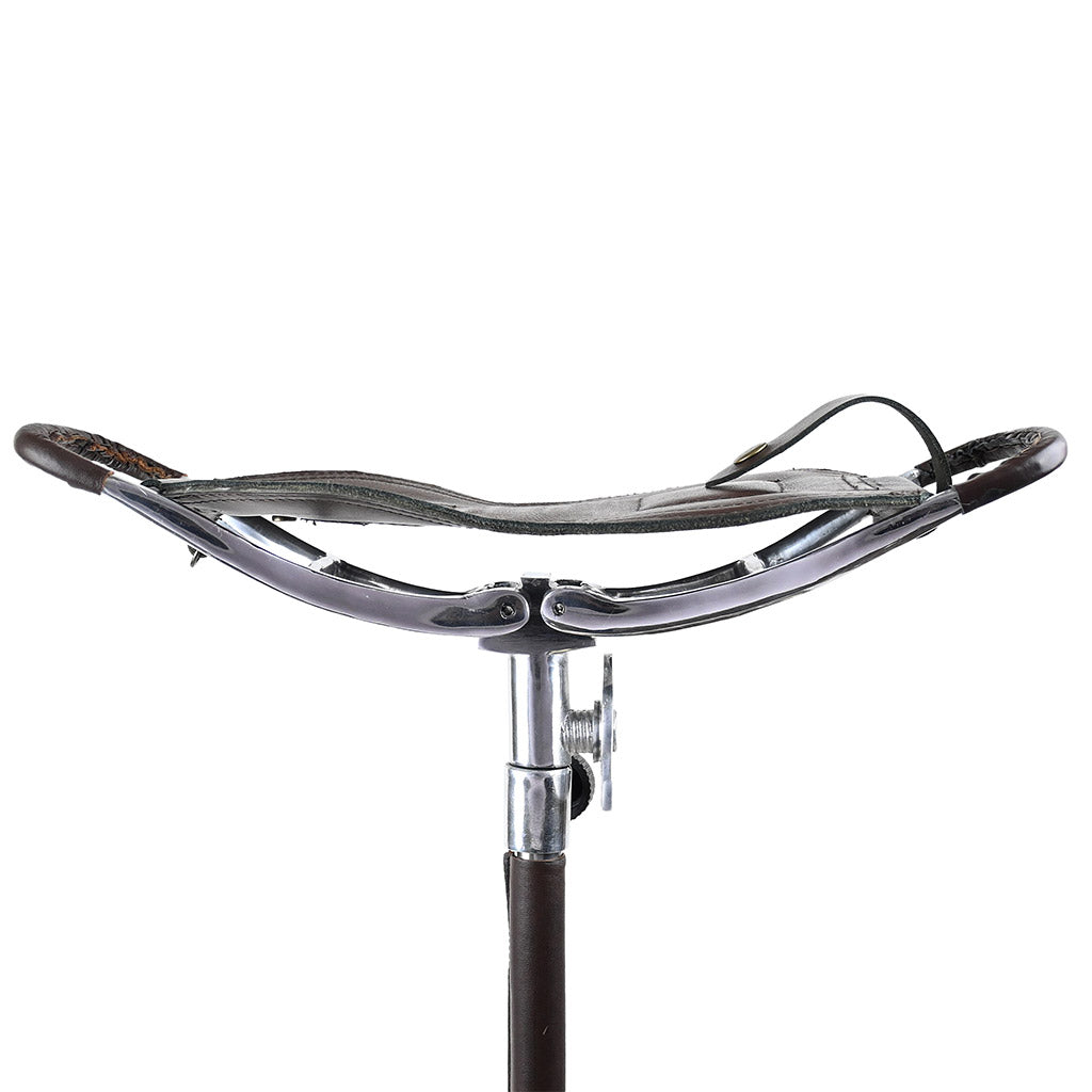 Outdoor Walking Stick with Seat Leather Moon Coffee Brown