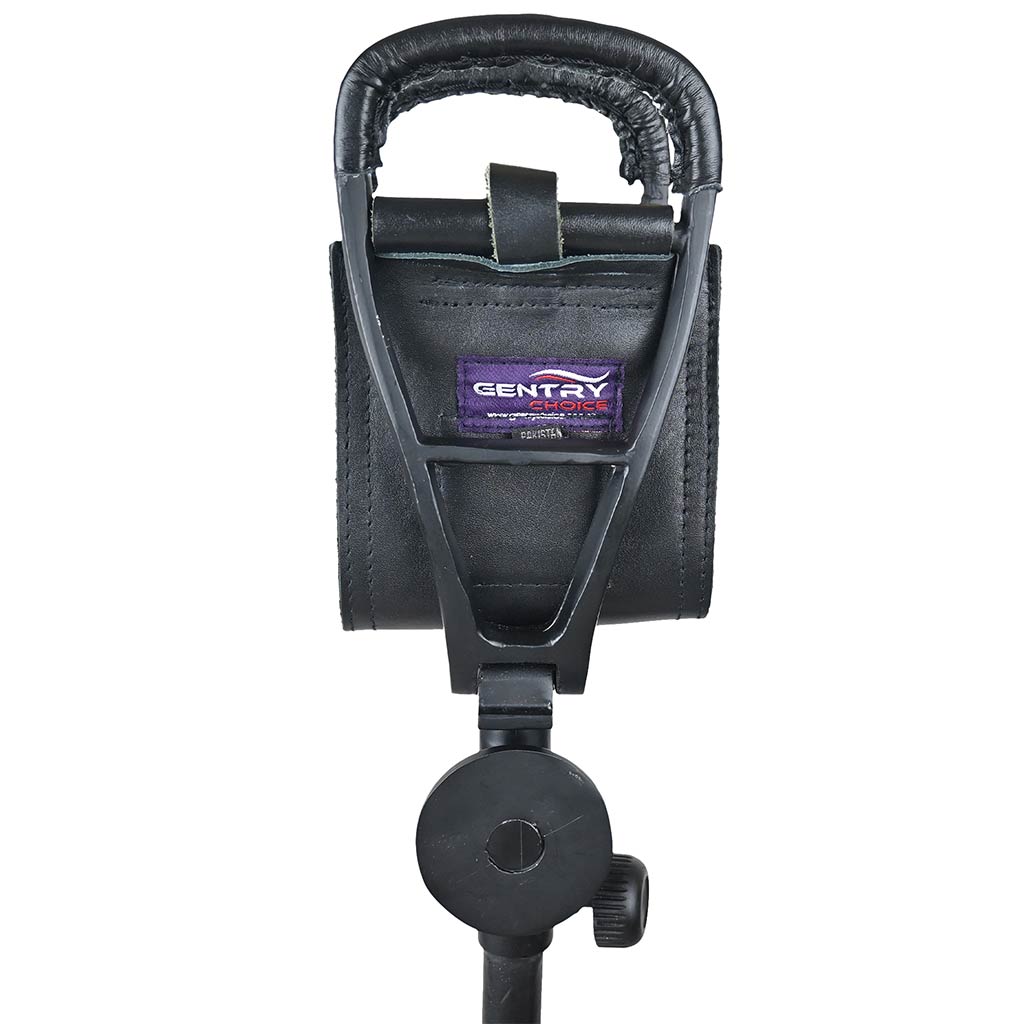 Outdoor Walking Stick with Seat Spectator Adjustable Leather Shooting Stick Black