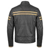 RIDERACT® Mens Leather Motorcycle Jacket  | Striper Biker Jacket