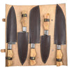 Handmade Damascus Kitchen Knife Set Brown Chef Knives with Natural Wood Handles AMK055NAT
