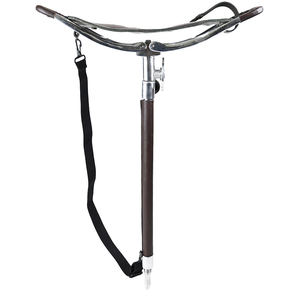 Outdoor Walking Stick with Seat Leather Moon Coffee Brown