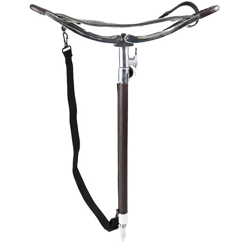 Outdoor Walking Stick with Leather Seat Moon Coffee Brown