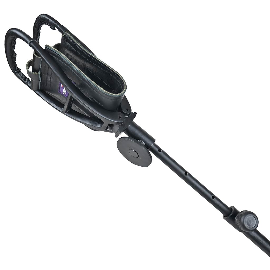 Outdoor Walking Stick with Seat Spectator Adjustable Leather Shooting Stick Black