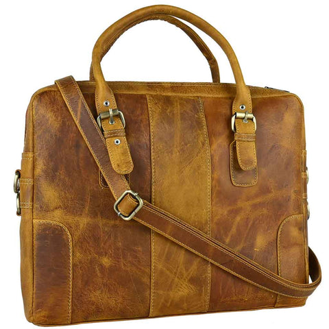 Crazy Horse Vintage Leather Bag Brown Edge Business Leather Bag