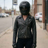 RIDERACT® Womens Moto Jacket | Black Brando Native Leather Biker Jacket