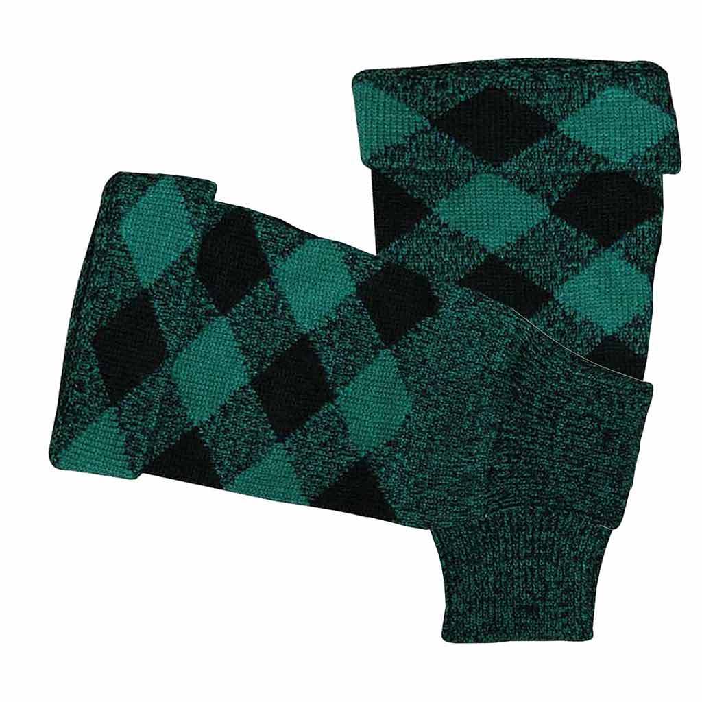 Scottish Kilt Hose Top Diced Green & Black