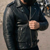 RIDERACT® Mens Leather Biker Jacket Brando Style Native Motorcycle Jacket