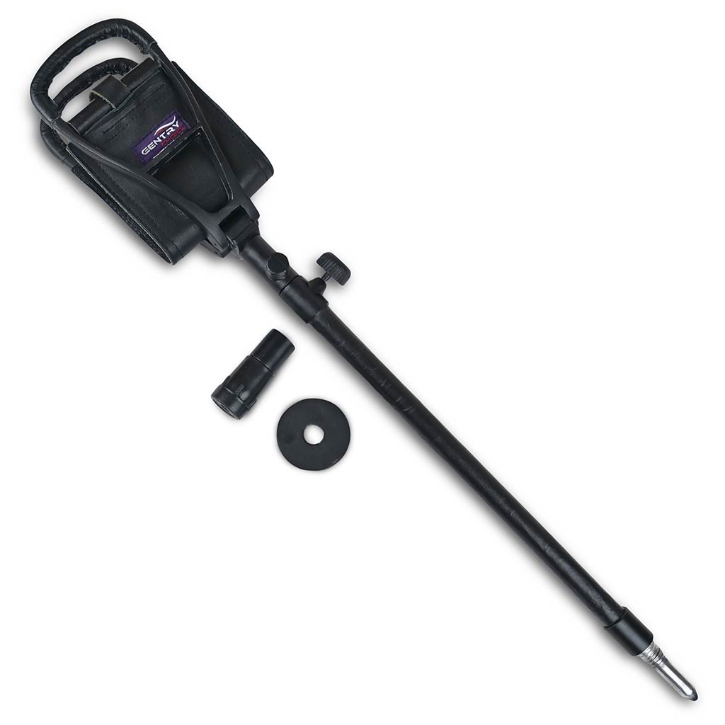 Outdoor Walking Stick with Seat Spectator Adjustable Leather Shooting Stick Black