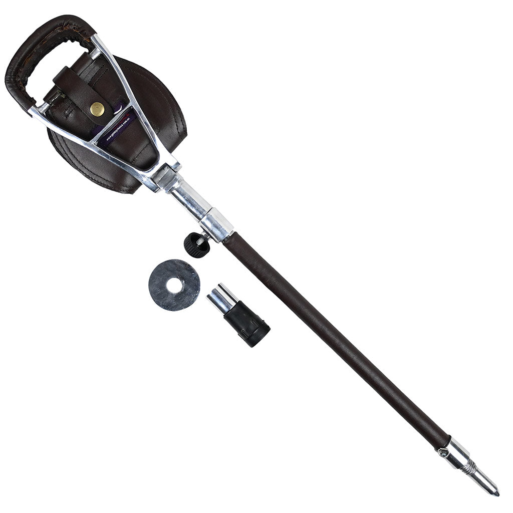 Outdoor Walking Stick with Seat Leather Moon Coffee Brown
