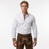 Classic Men's Bavarian Shirt Band Collar White Cotton Oktoberfest Shirt with Embroidery