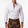 Classic Men's Bavarian Shirt Band Collar White Cotton Oktoberfest Shirt with Embroidery