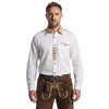 Classic Men's Bavarian Shirt White Buttoned Collar Oktoberfest Shirt with Embroidery