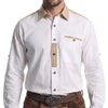 Classic Men's Bavarian Shirt White Buttoned Collar Oktoberfest Shirt with Embroidery