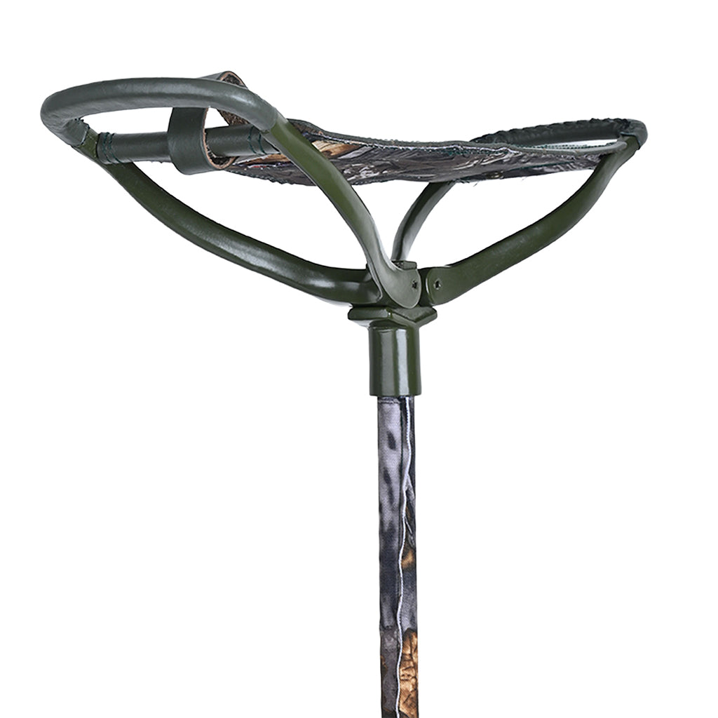 Adjustable Walking Stick with Leather Seat Camouflage Forest Green Tramper