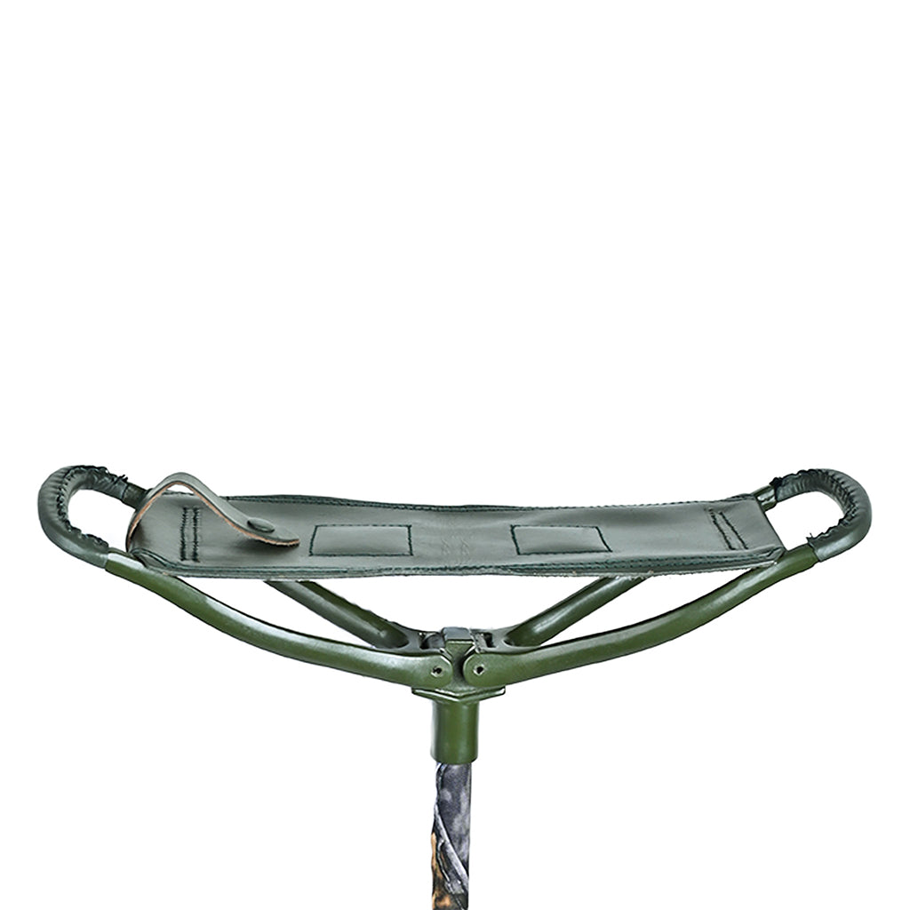 Adjustable Walking Stick with Leather Seat Camouflage Forest Green Tramper