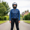 RIDERACT® Womens Denim Motorcycle Jacket | Reinforced Biker Jacket Road Rush Blue
