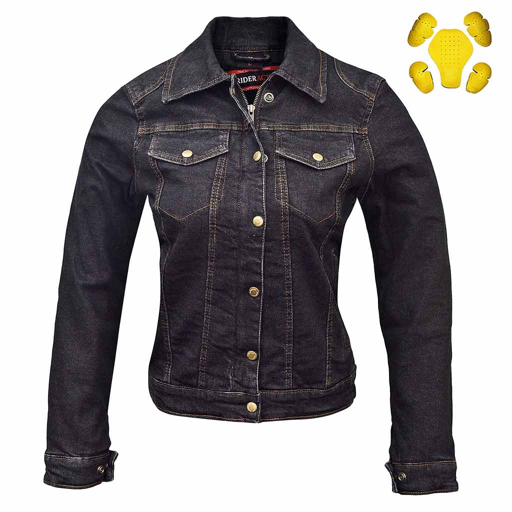 RIDERACT® Women's Denim Moto Jacket | Kevlar Biker jacket | Gentry