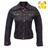 RIDERACT® Women’s Denim Biker Jacket – Road Rush Black