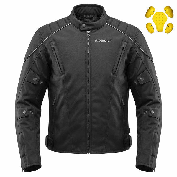 RIDERACT® Waterproof Motorbike Jacket – Classic Black