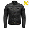 RIDERACT® Waxed Cotton Motorcycle Jacket | Black Stellar Biker Jacket