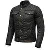 RIDERACT® Waxed Cotton Motorcycle Jacket | Black Stellar Biker Jacket